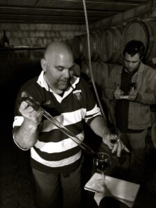 Etienne Becheras in wine room