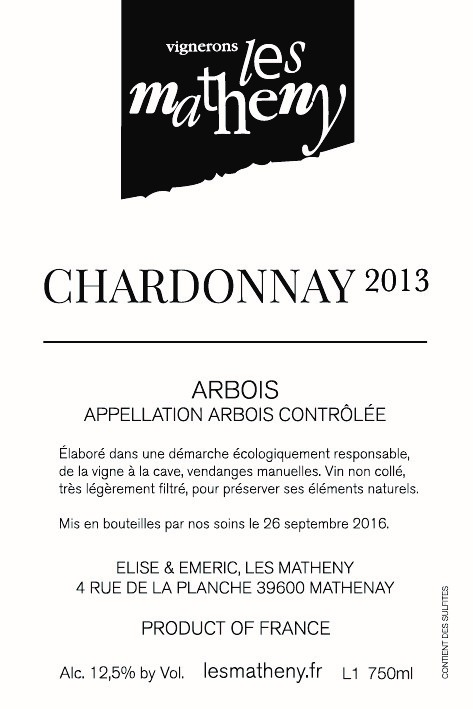 Les Matheny, Cotes du Jura Vin Jaune 2012