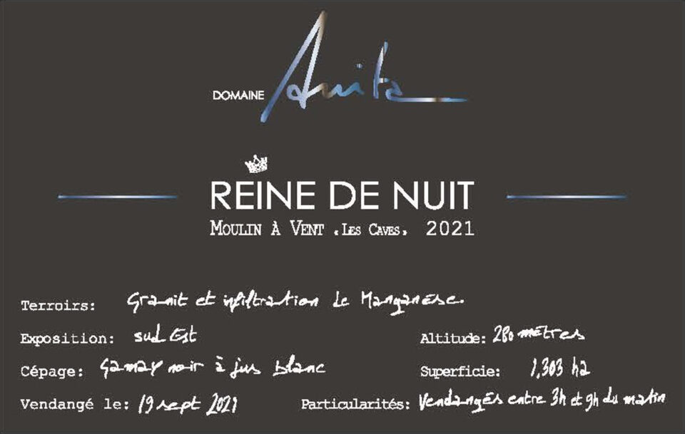 Domaine Anita Moulin A Vent Les Caves Reine De Nuit Rosenthal Wine Merchant